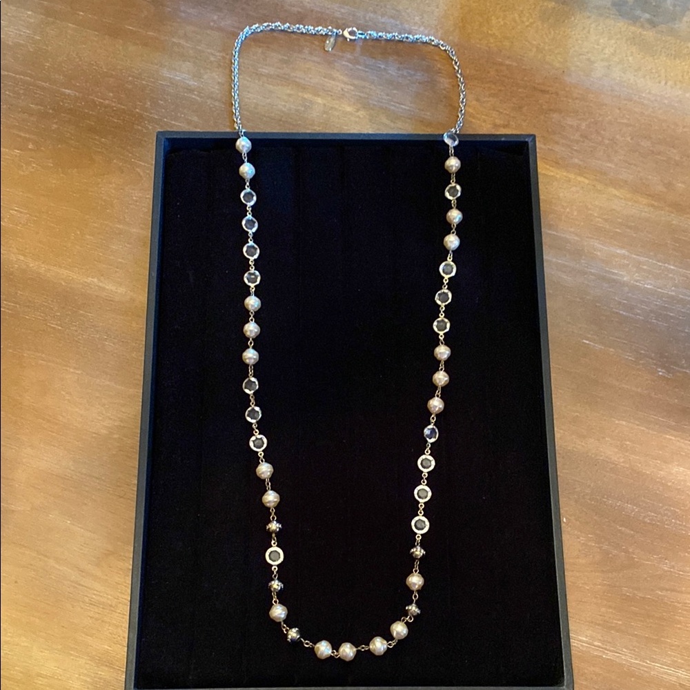 Ann Taylor Cream and Silver Chain Necklace Timeless Design